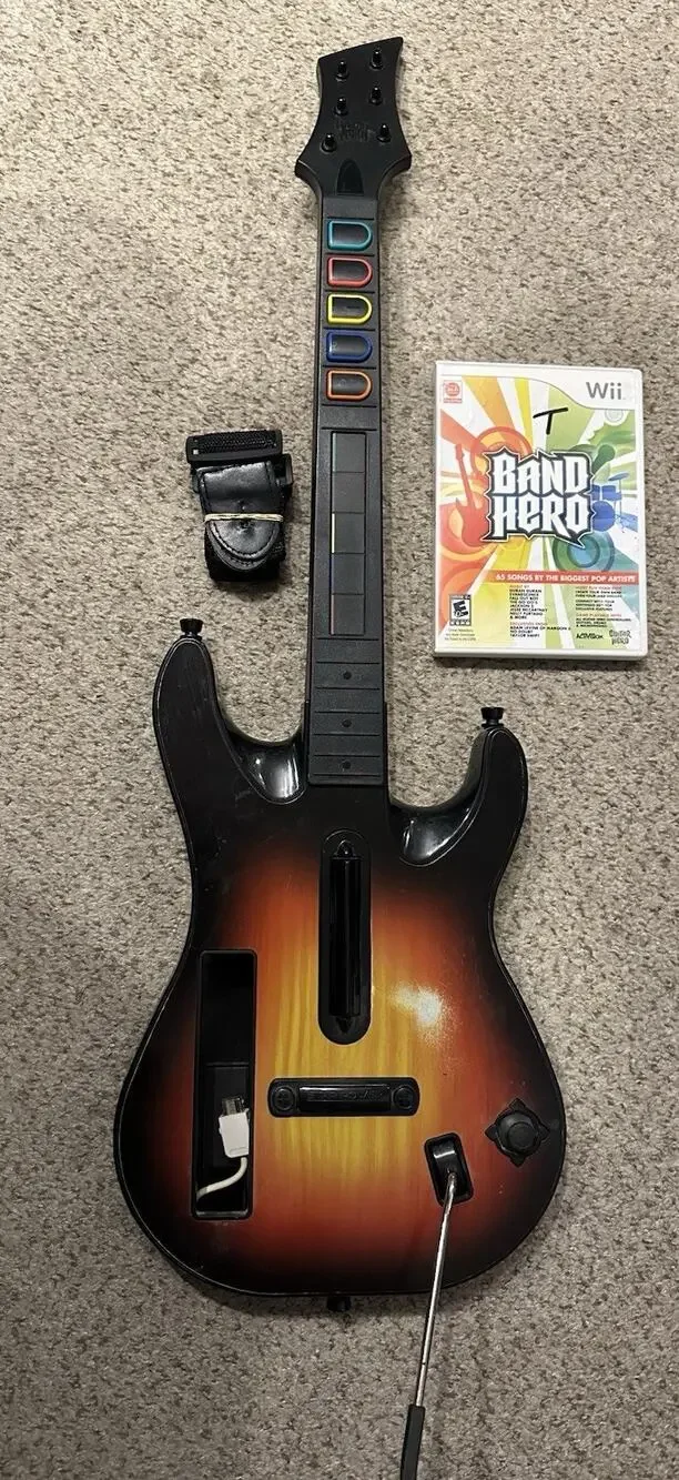 Nintendo Wii Red Octane Sunburst Guitar W Band Hero Game Tested Fast Shipping